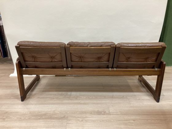 Image 1 of Pastoe | 3 seater brown leather sofa | Ekstrom - 1960s