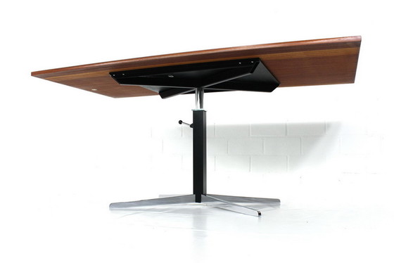 Image 1 of JM Thomas for Wilhelm Renz, Mid-Century height-adjustable combination dining table / coffee table in teak and chrome