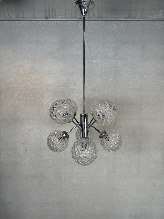 Image 1 of Vintage mid-century 'atomic' hanging lamp