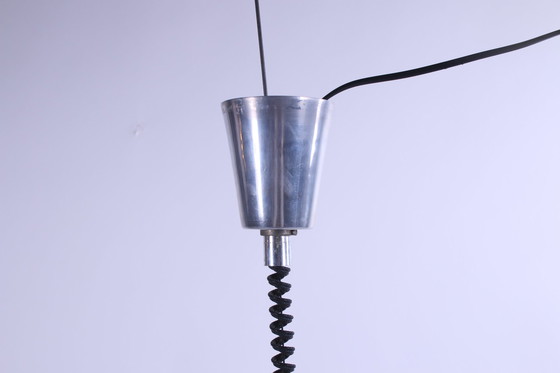 Image 1 of Opaline space age German hanging lamp with harmonica cord