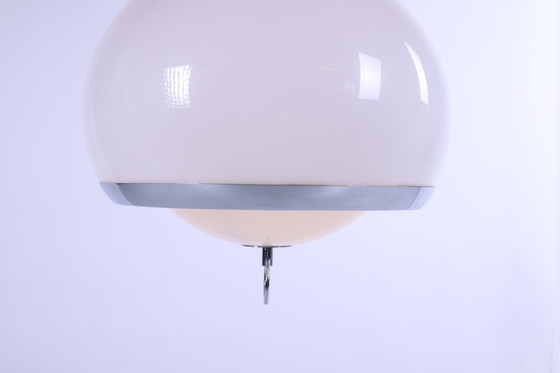 Image 1 of Opaline space age German hanging lamp with harmonica cord