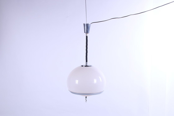 Image 1 of Opaline space age German hanging lamp with harmonica cord