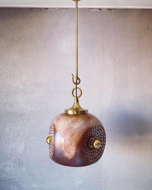 Vintage Brutalist brown tones ceramic lamp