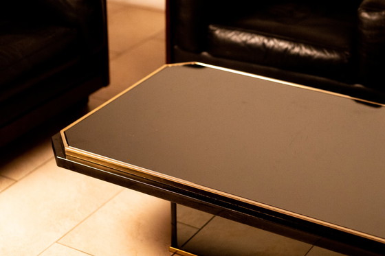 Image 1 of Table basse vintage Belgochrom noir et laiton