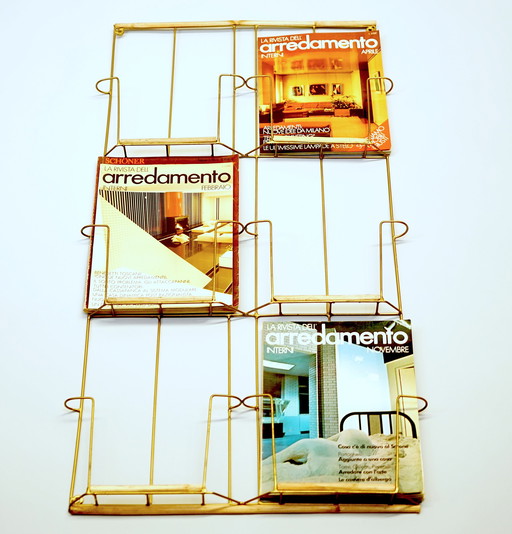 Hollywood Regency Wall Bamboo Magazine Rack