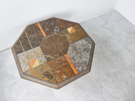 Image 1 of Table basse en ardoise brutaliste, 1970