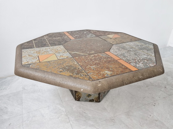 Image 1 of Table basse en ardoise brutaliste, 1970