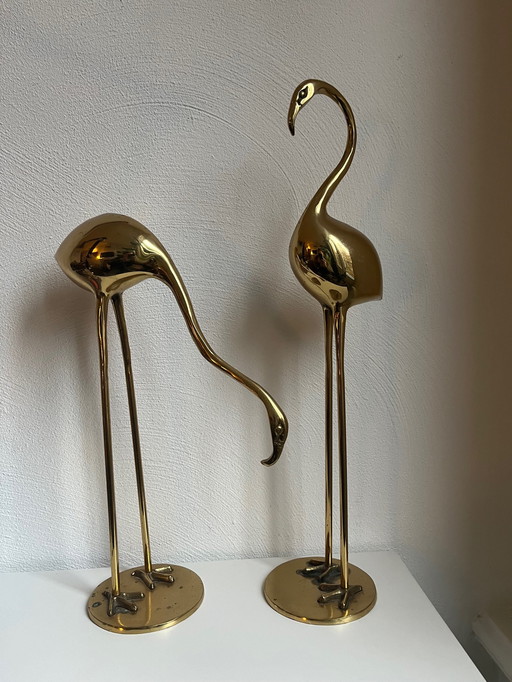 2x Hollywood regency brass cranes