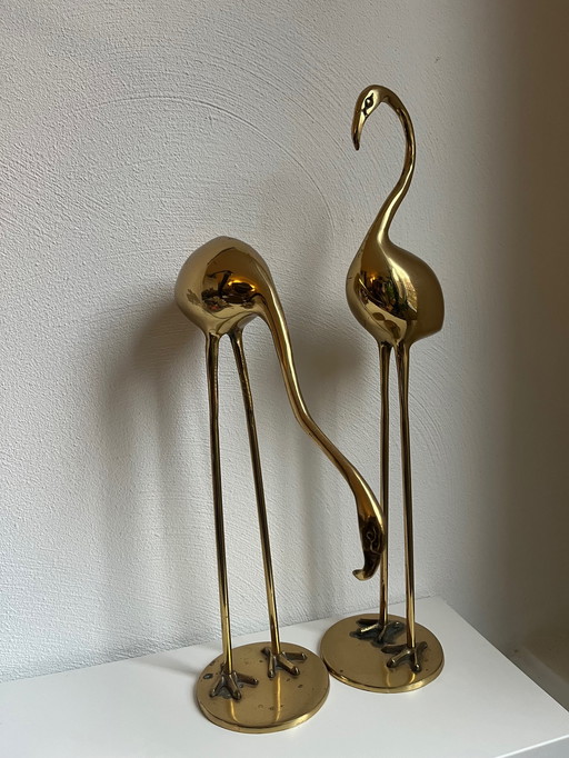 2x Hollywood regency brass cranes