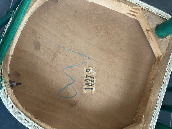 Image 1 of Ensemble de 4 chaises de salle à manger vintage à dossier en fuseau