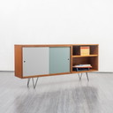 60s Sideboard, teak, colored reversible doors, 185cm