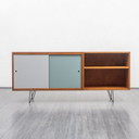 60s Sideboard, teak, colored reversible doors, 185cm