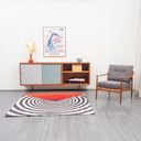 60s Sideboard, teak, colored reversible doors, 185cm