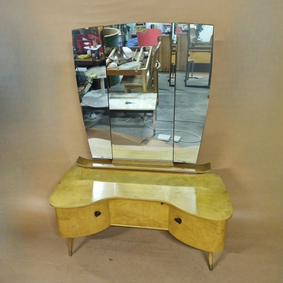 Image 1 of Mid century vanity desk with mirror, 1950s