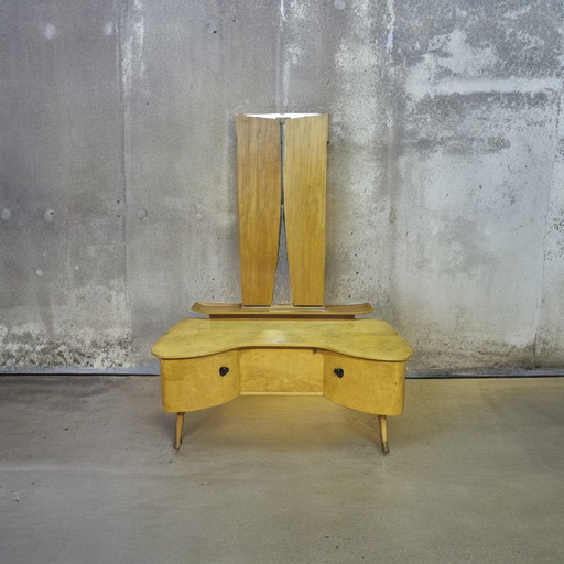 Mid century vanity desk with mirror, 1950s