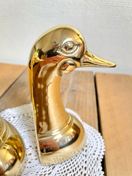 Image 1 of Art deco brass duck bookends