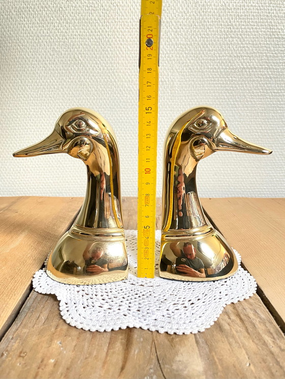 Image 1 of Art deco brass duck bookends