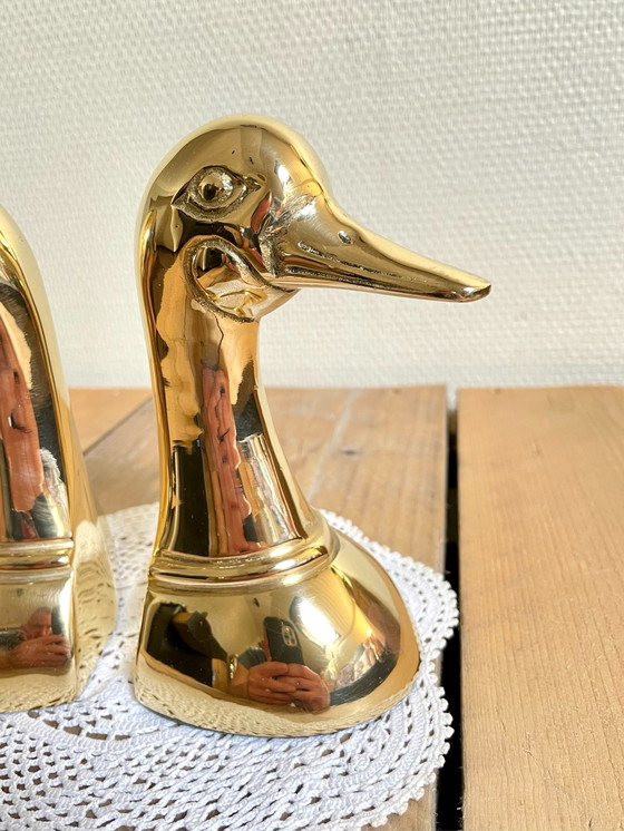 Image 1 of Art deco brass duck bookends