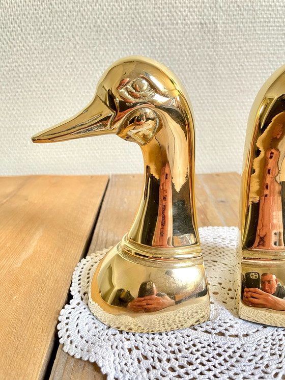 Image 1 of Art deco brass duck bookends