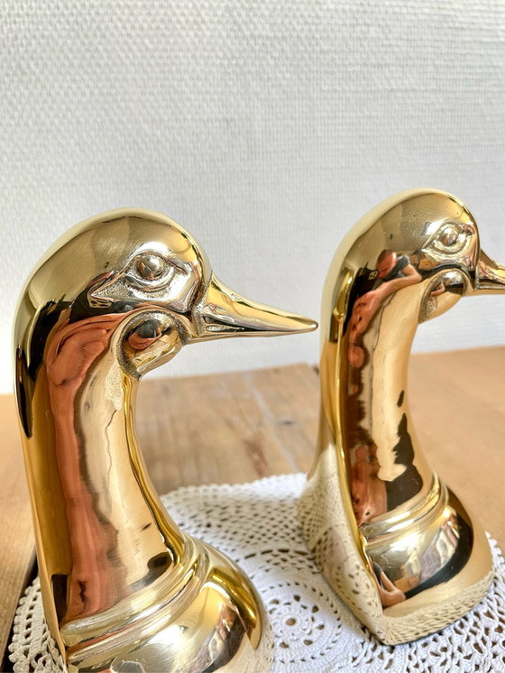 Image 1 of Art deco brass duck bookends