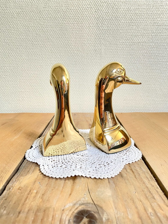 Image 1 of Art deco brass duck bookends