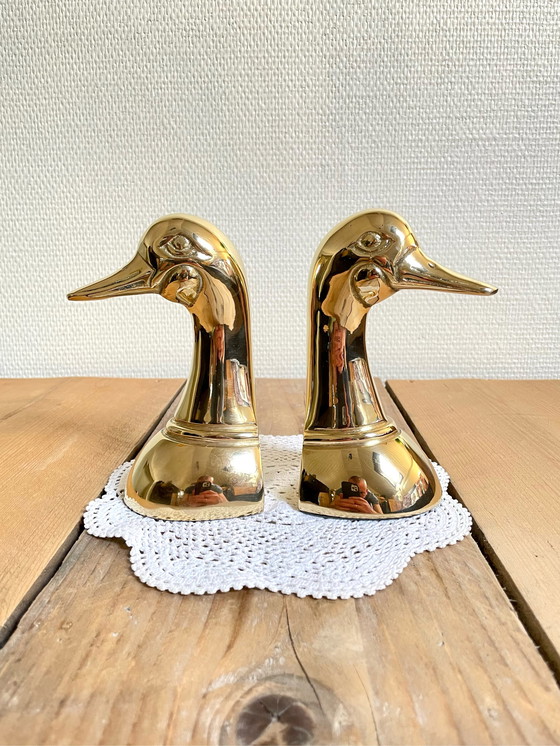 Image 1 of Art deco brass duck bookends