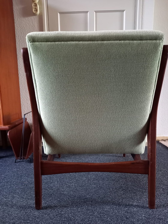 Image 1 of Vintage sofa + two armchairs with light green velvet upholstery