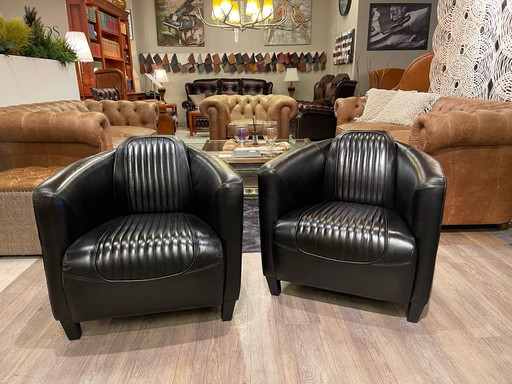 2 x Aviator armchairs black pilots