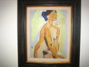 Zittend naakt schilderij van Jan Gerrit Jordens 1883-1962