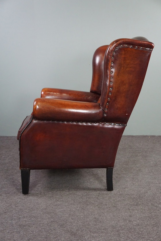 Image 1 of Sheep leather wing chair