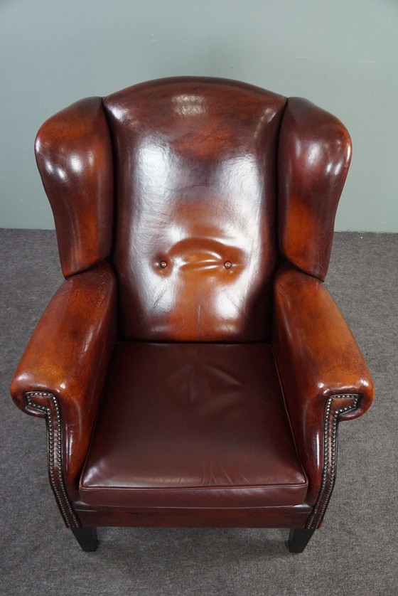 Image 1 of Sheep leather wing chair