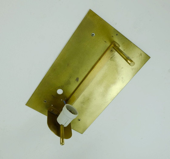 Image 1 of large mid century SCONCE acrylic and brass lucite wall lamp