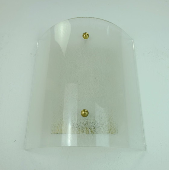 Image 1 of large mid century SCONCE acrylic and brass lucite wall lamp