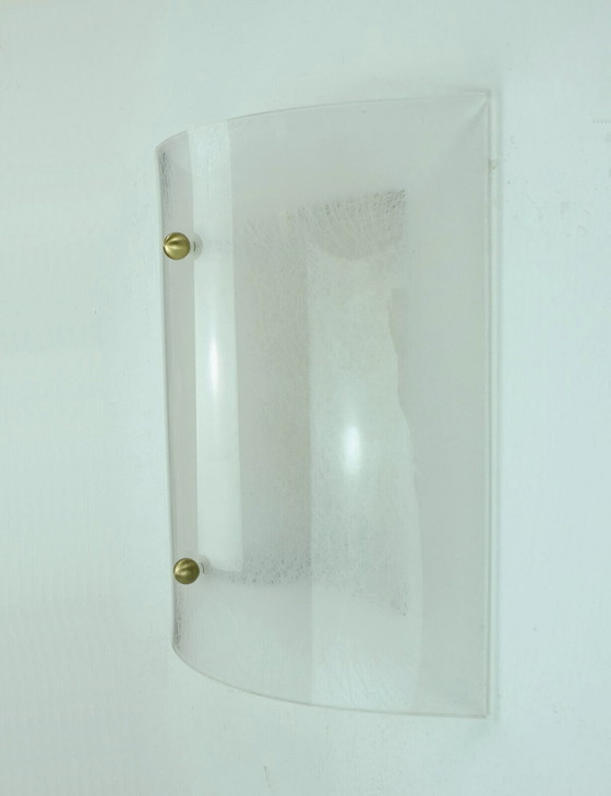 Image 1 of large mid century SCONCE acrylic and brass lucite wall lamp