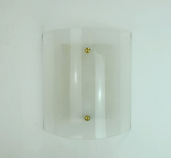 Image 1 of large mid century SCONCE acrylic and brass lucite wall lamp