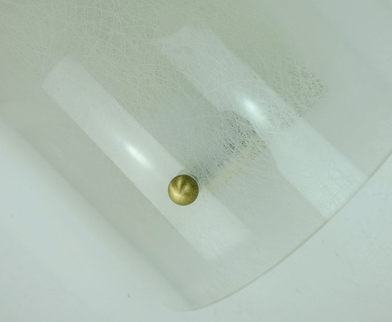 Image 1 of large mid century SCONCE acrylic and brass lucite wall lamp