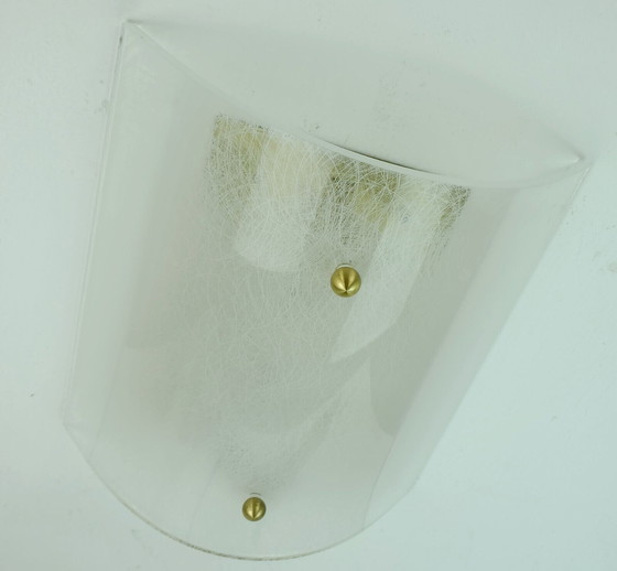 Image 1 of large mid century SCONCE acrylic and brass lucite wall lamp