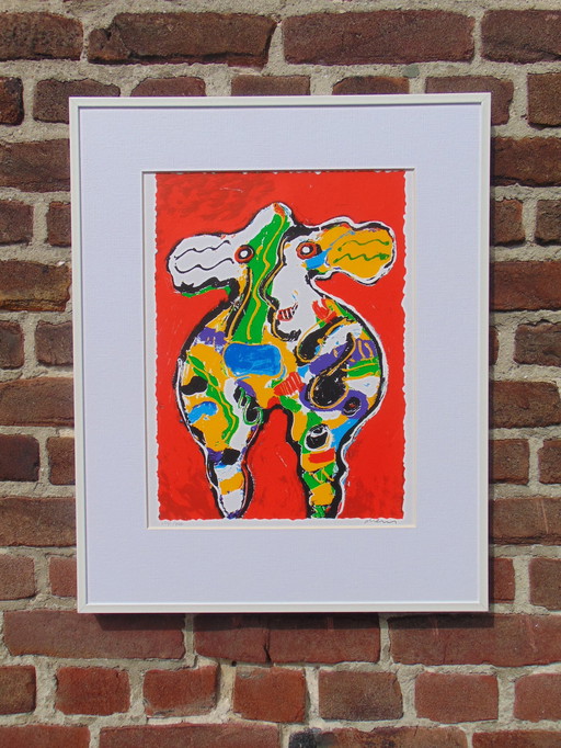 Peter Diem - Vache rouge lithographie