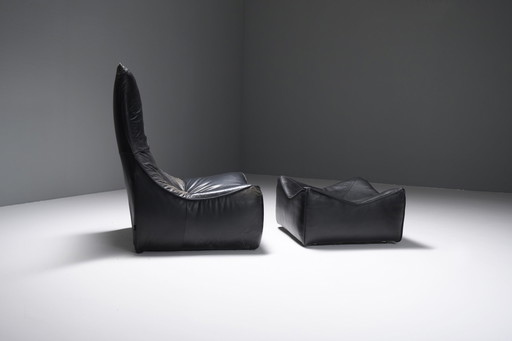 Stunning lounge chair The Rock in black leather by Gerard Van Den Berg - Montis