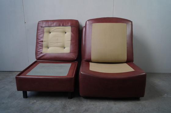 Image 1 of Élément de siège modulaire vintage + pouf