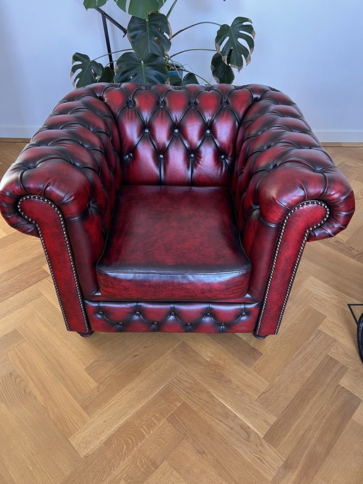 2x Chesterfield armchairs