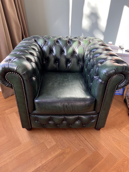 2x Chesterfield armchairs