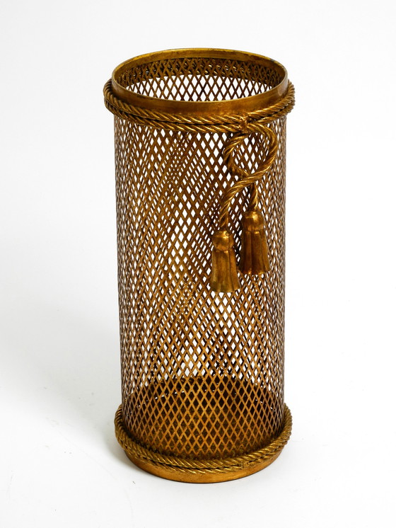 Image 1 of Porte-parapluies en métal doré de Li Puma, Italie, Mid Century Regency