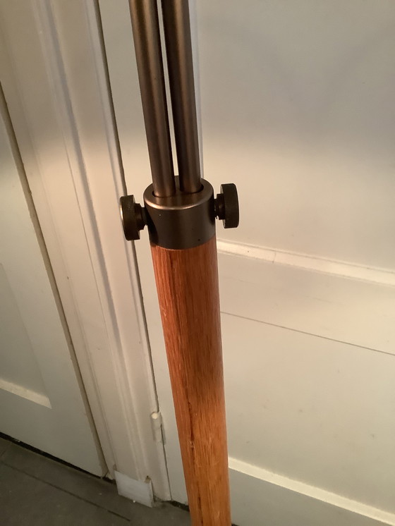 Image 1 of Lampadaire vintage ajustable en pin danois avec abat-jour en plastique