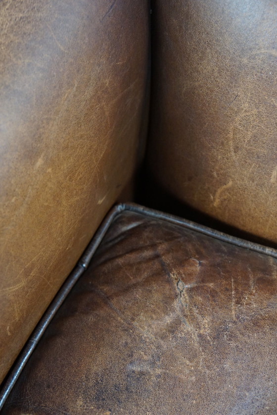 Image 1 of Stunning patinated sheepskin leather armchair