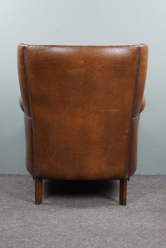 Image 1 of Stunning patinated sheepskin leather armchair