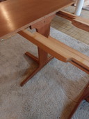 Danish design dining table around teak from the 1970s, extendable