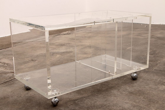 Image 1 of Plexiglass Audio table with LP compartments, 1970s