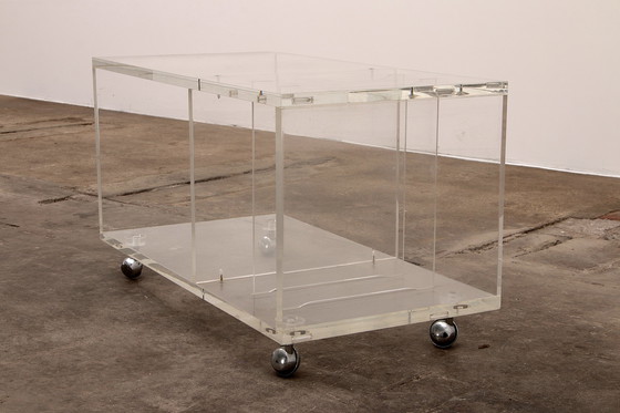 Image 1 of Plexiglass Audio table with LP compartments, 1970s