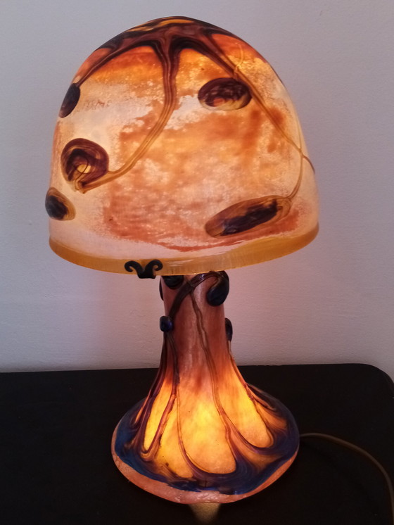 Image 1 of Unique special French glass paste lamp, mushroom model